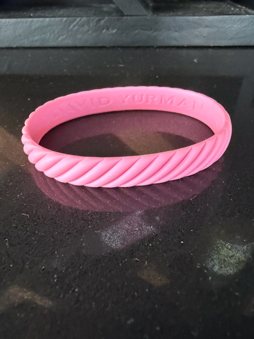 David Yurman 10mm Pink Twisted Cable Silicone Bracelet Size XS-S